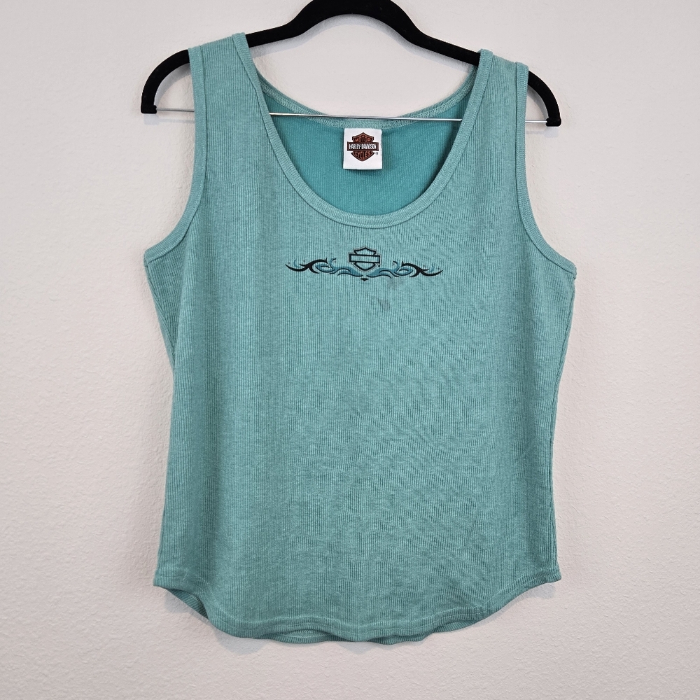 Blue Harley Davidson Ribbed Tank